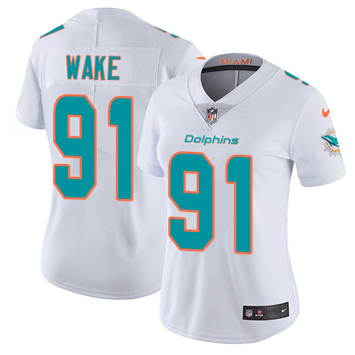 Nike Miami Dolphins #91 Cameron Wake White Women Stitched NFL Vapor Untouchable Limited Jersey->women nfl jersey->Women Jersey